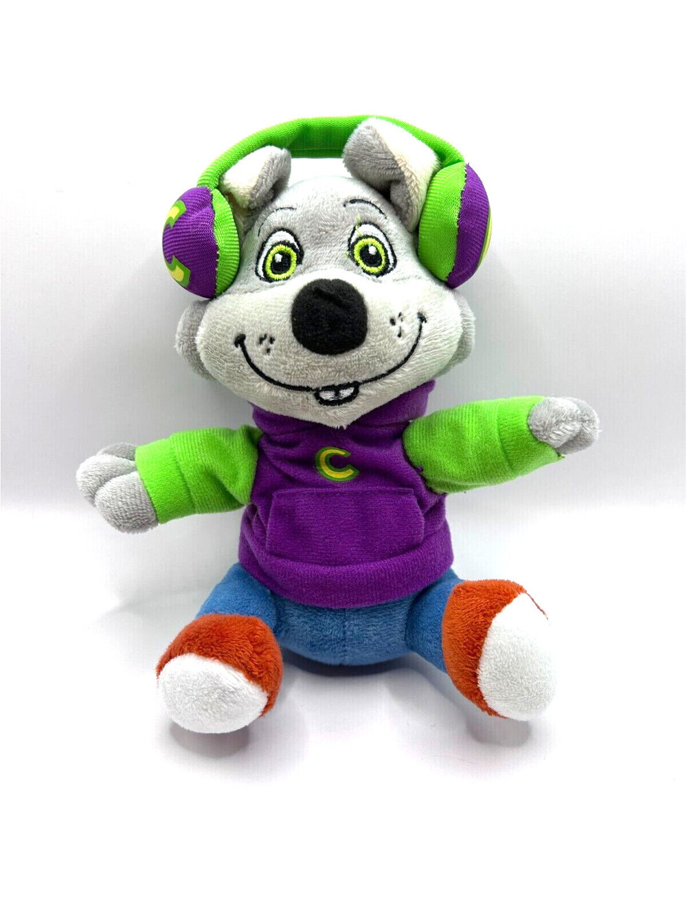 Chuck E Cheese DJ Headphones 7" Plush Doll Mouse Stuffed Animal